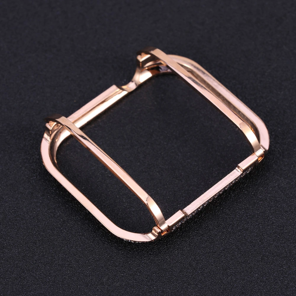 44mm Outdoor for Apple Watch4 Diamante Metal Frame Protective Case Screen Protector Plating Shell(Rose Gold)