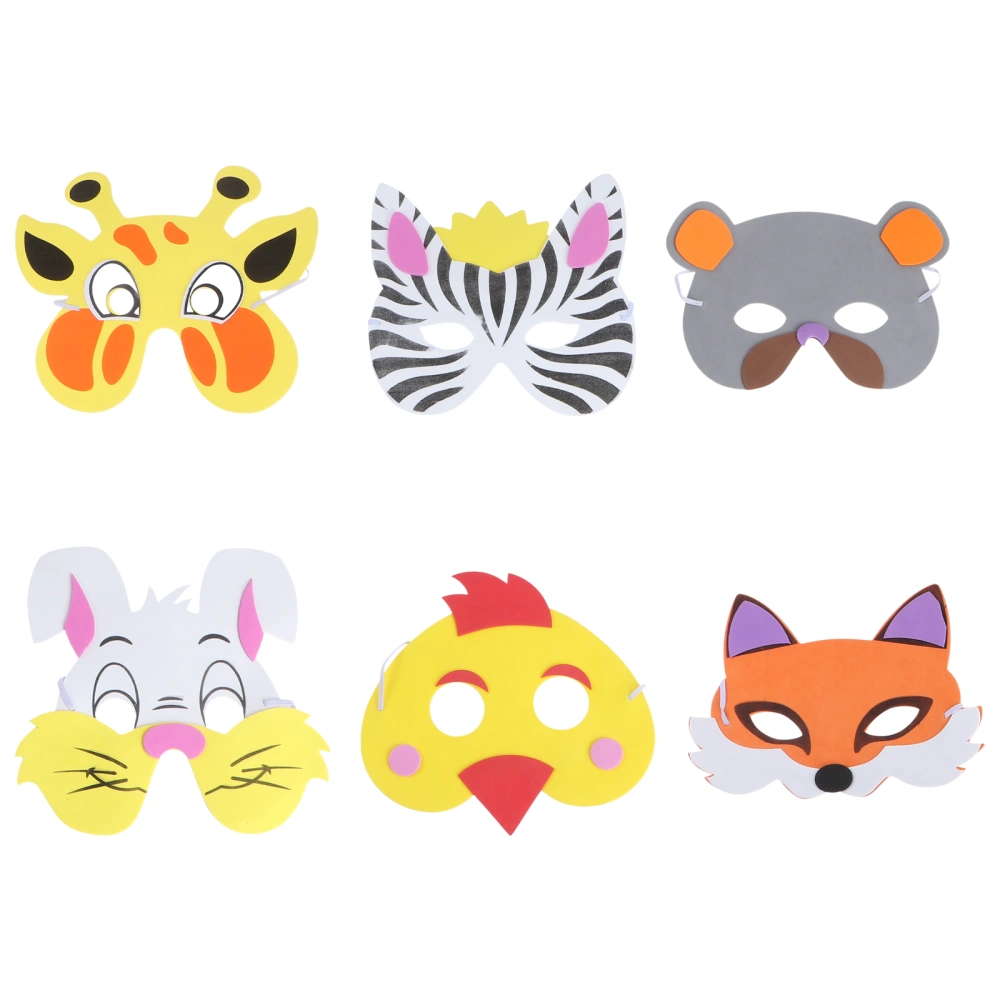 6pcs EVA Cartoon Educational Mask Animal Funny Mask Performance Props Cosplay Party Supplies (Lion + Tiger + Zebra + Cat + + Giraffe)