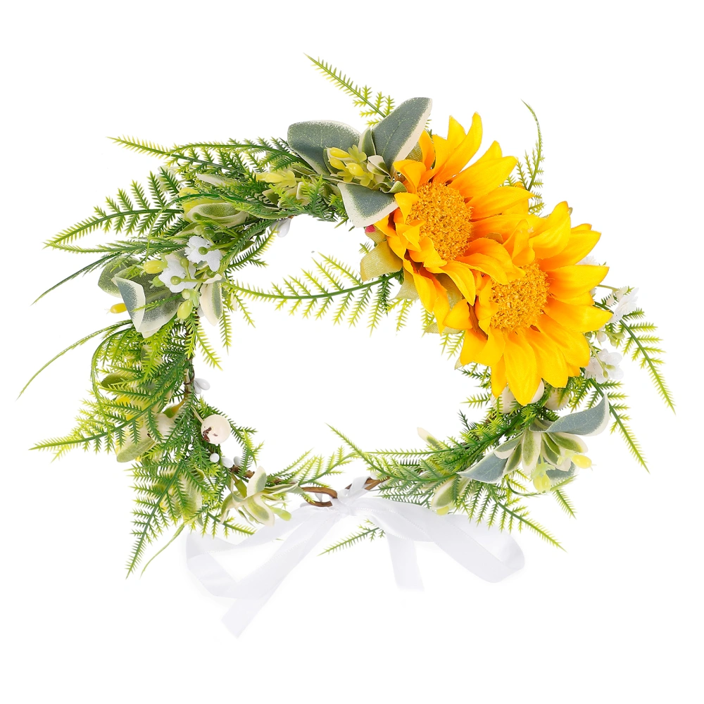 Sunflower Headband  Floral Wreath Headband Wedding Bride Garland Headpiece