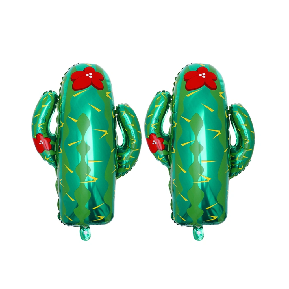 2PCS Cactus Shape Aluminum Balloons Summer Party Decoration Creative Mylar Balloons for Birthday Wedding Anniversary Party Celebration (Green)