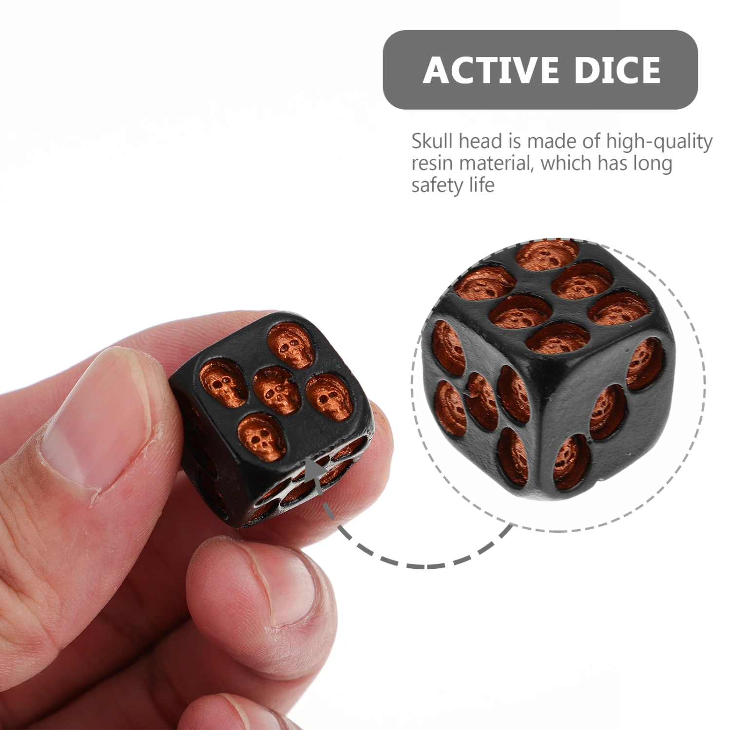 5pcs Black Skull Dice Halloween Dice 3d Skeleton Dice Decorative Mini Skull Dice