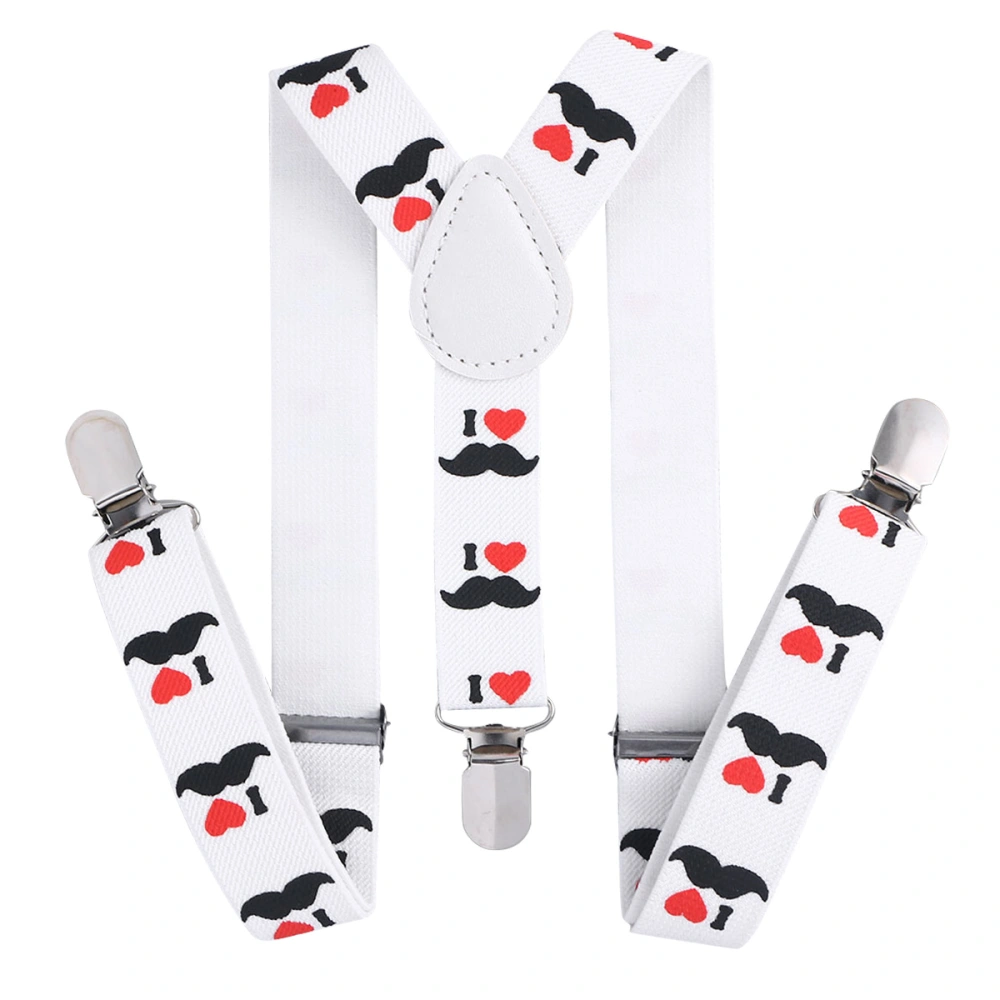 1pc Beards Pattern Suspenders Y-shape Elastic Belt Strap Braces Clip Buckle Suspenders for Children Kids (I love u)