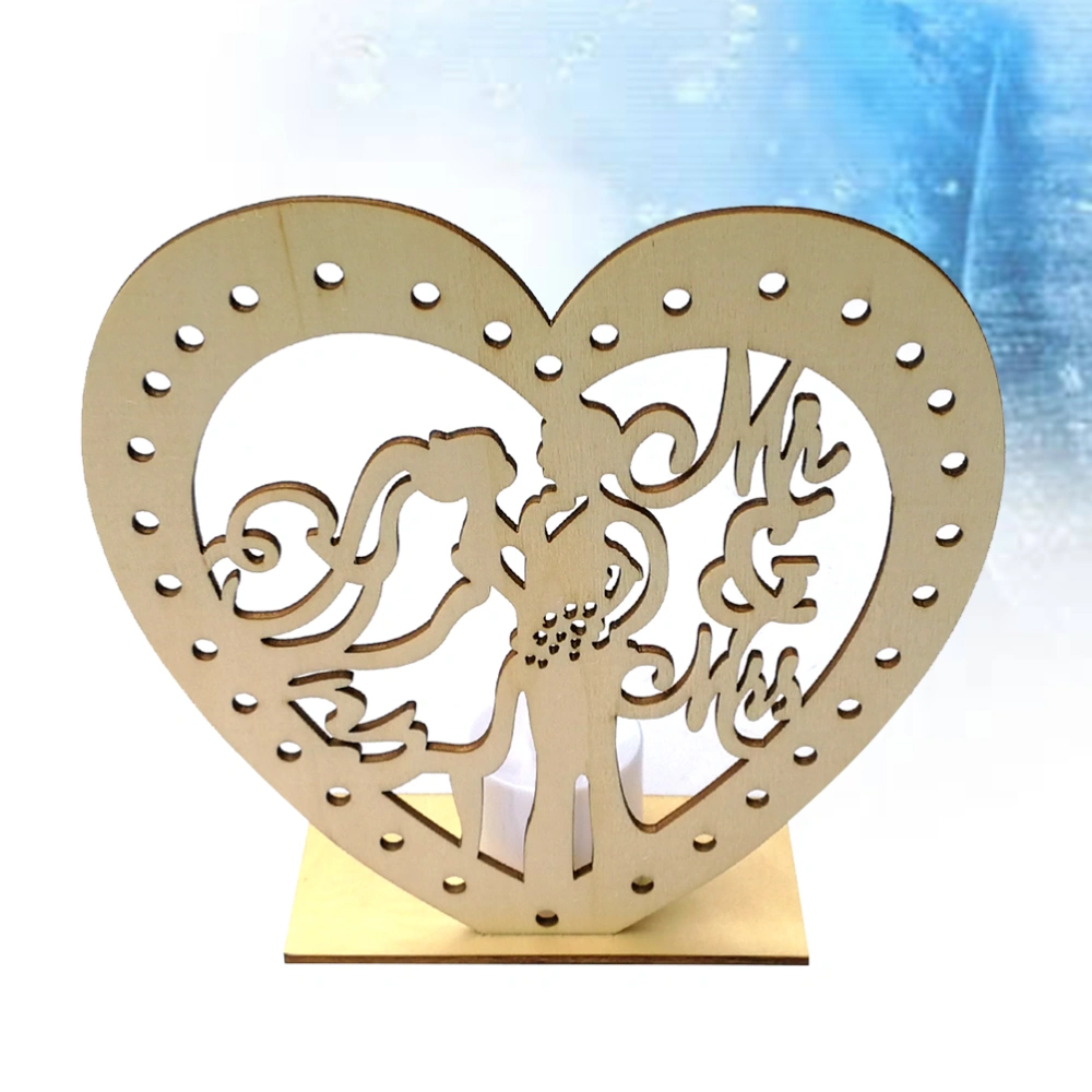 Wedding Heart Wooden Mr Mrs Table Decoration with LED Candle Light Craft Ornaments Wedding Party Supplies