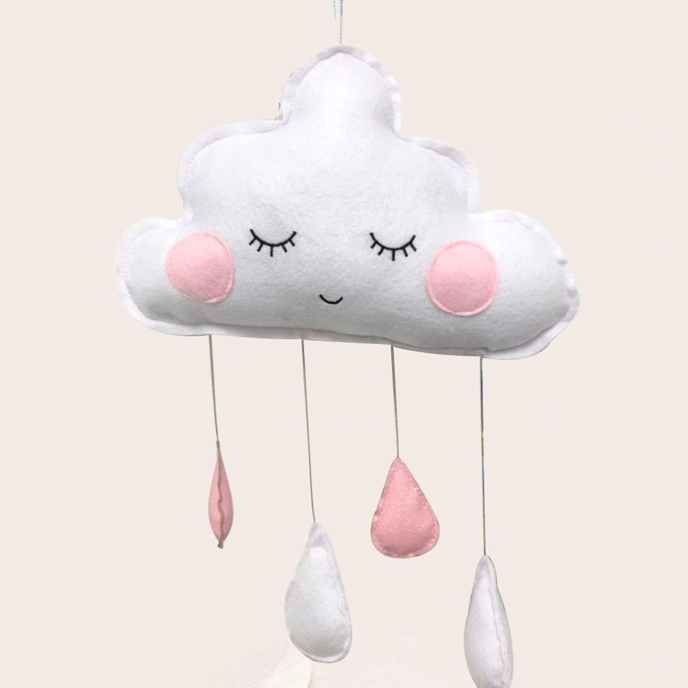 Raindrop Pendant Nordic Wind Felt Cloud Raindrop Pendant Children's Room Tent Decoration Photography Prop Wall Hanging (White and Pink)