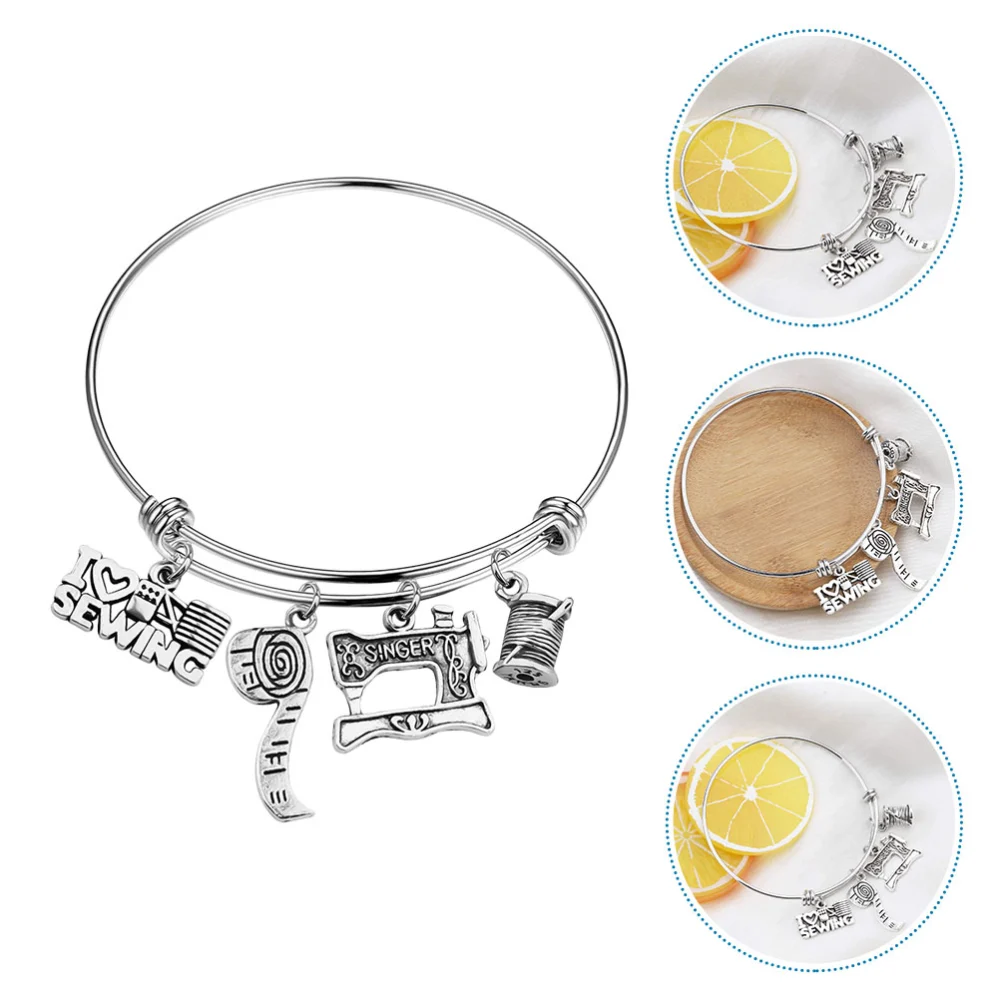 1pc Stainless Steel Sewing Style Bracelet Hand Jewelry Hand Decor (Silver)