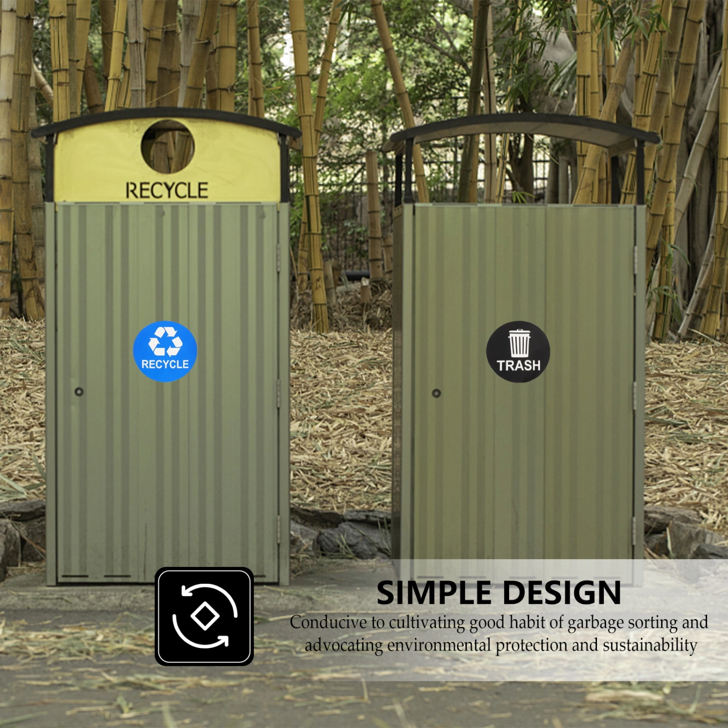 9pcs Recycling Trash Can Stickers Waterproof Trash Can Classification Stickers