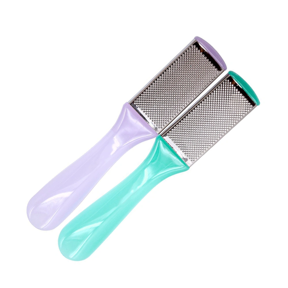 2PCS Stainless Steel Dual Sided Pedicure Foot File Skin Foot Clean Scraper (Random Color)