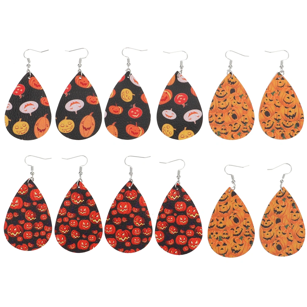 12pcs Leather Pumpkin Earrings Decorative Earrings Halloween Ear Decor Parts