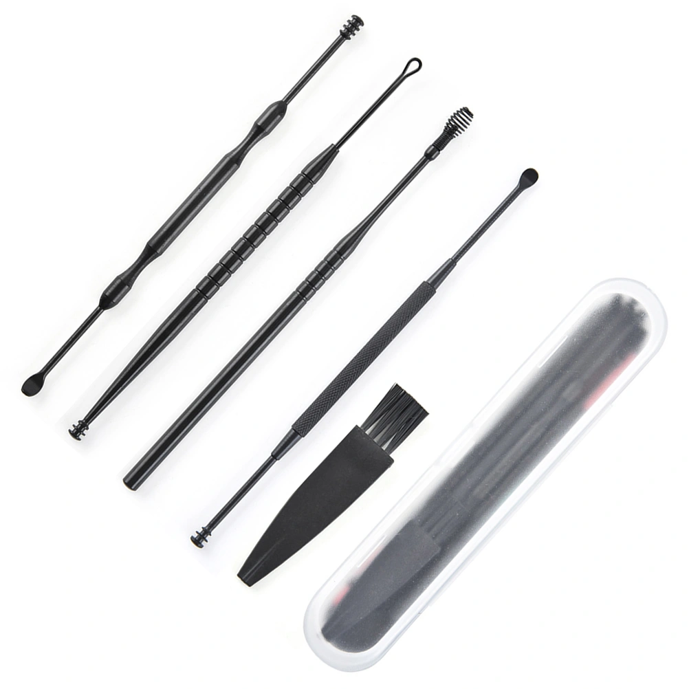 5pcs Ear Scoop Double-headed Rotating Ear Scoop Double-end Ear Pick Ear Spoon Ear Clean Tool Ear Cleaner for Adults (Black)