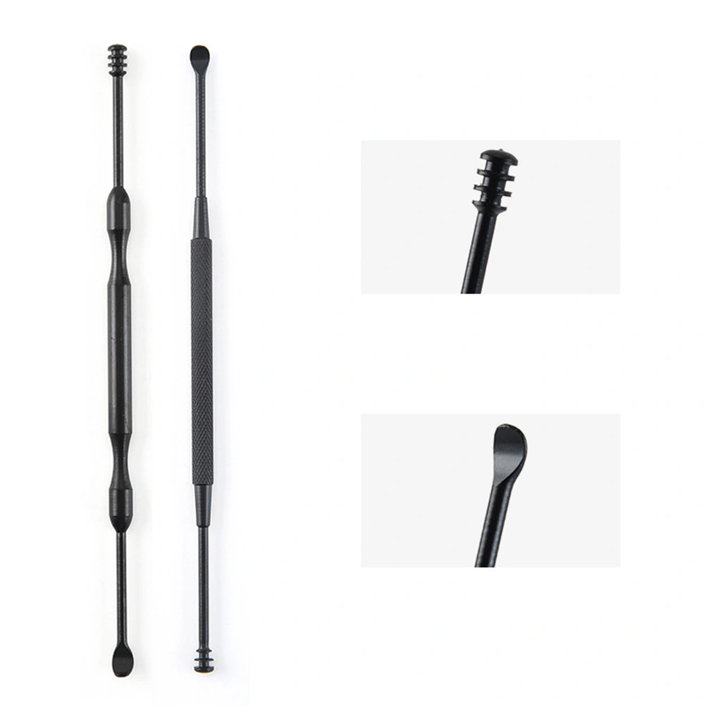 5pcs Ear Scoop Double-headed Rotating Ear Scoop Double-end Ear Pick Ear Spoon Ear Clean Tool Ear Cleaner for Adults (Black)