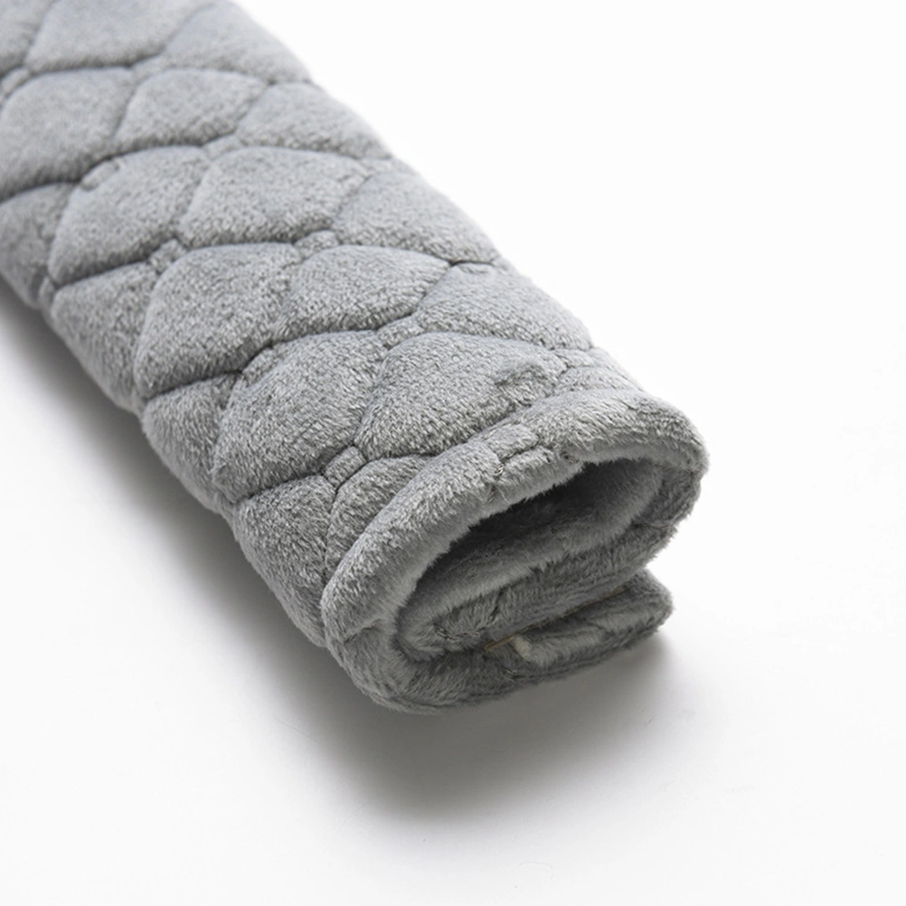 2pcs Car Shoulder Protector Embroidered Seat Belt Cover Plush Padded Portable Seat Belt Shoulder (Grey)
