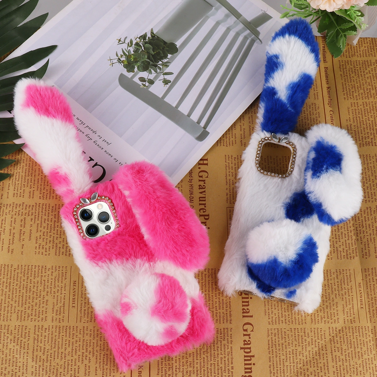 1Pc Plush Phone Case Fluffy Cartoon Phone Shell Compatible for iPhone 11 Pro Max