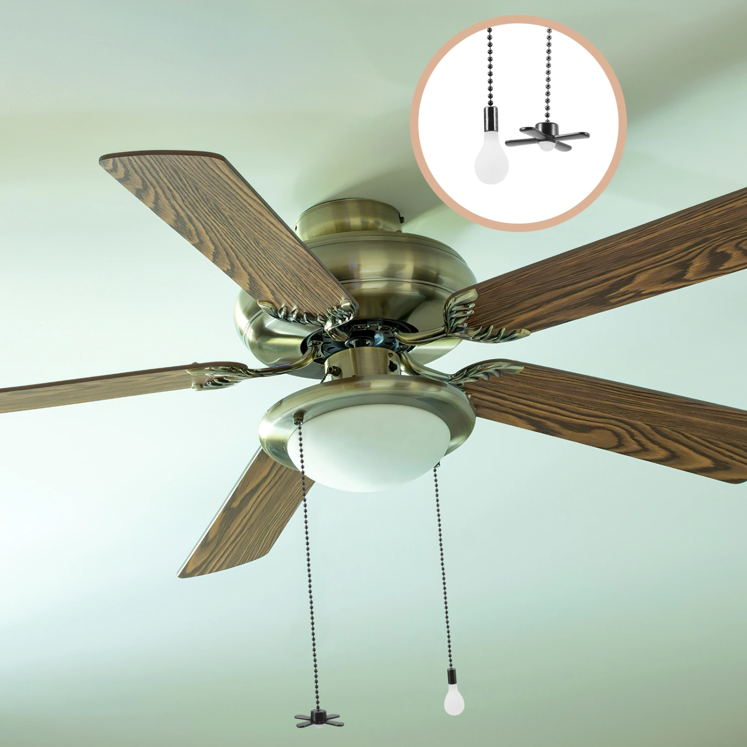 2 Pcs Ceiling Fan Pull Chain Extensions Fan Metal Chain Extenders Chain Pendants