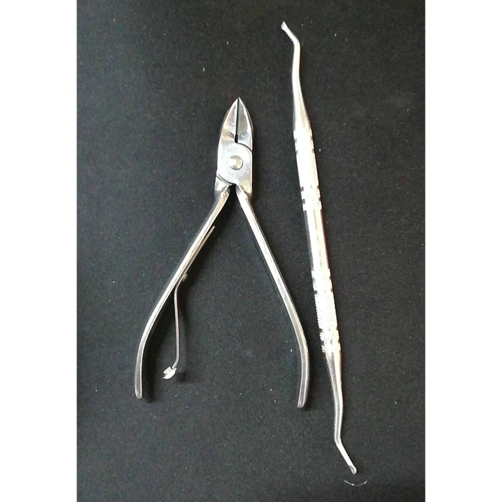 2PCS Stainless Steel Nails Manicure Clipper Scissors Plier Dead Skin Removal Tool File Rasp (Silver)