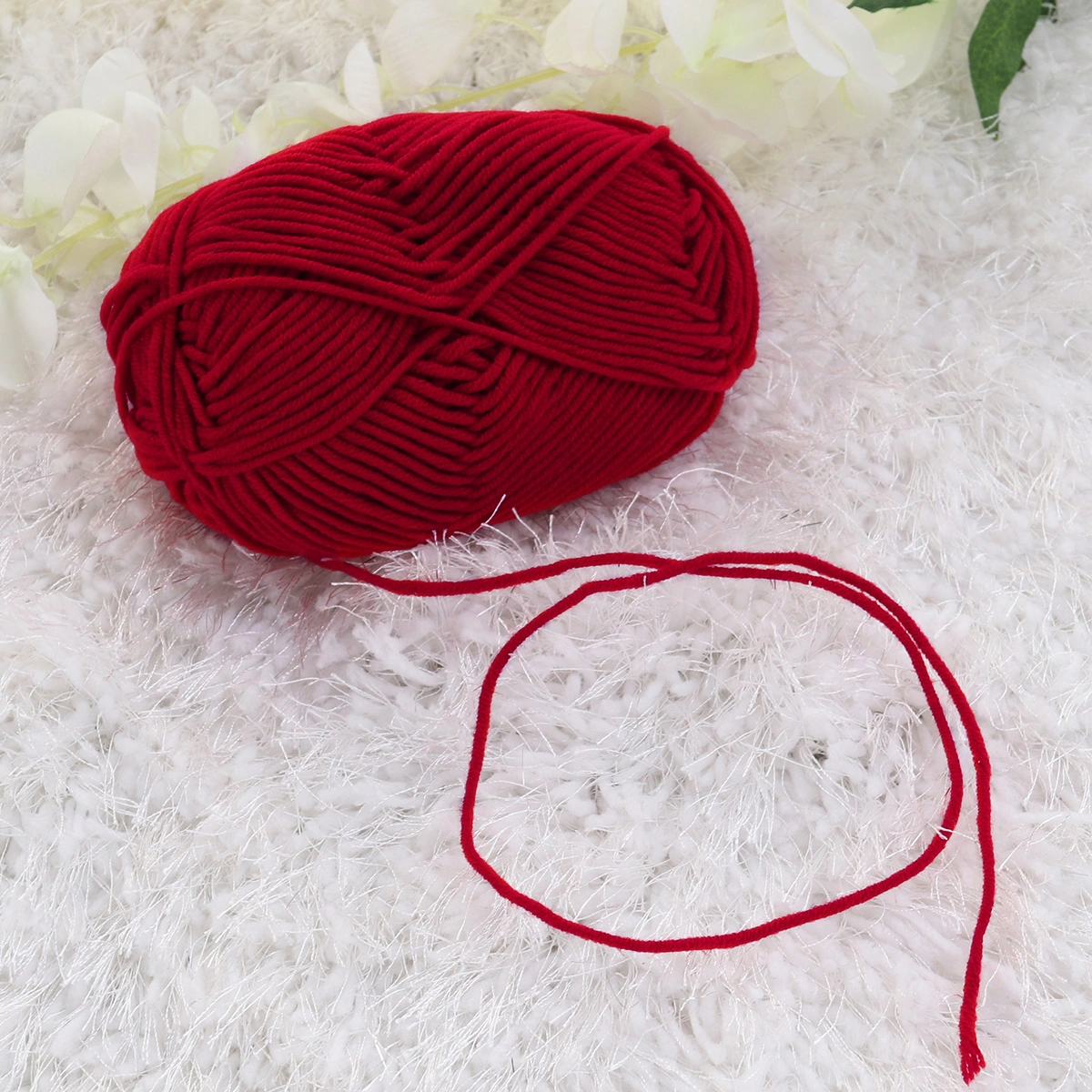 50g Milk Cotton Yarn Cotton Chunky Hand-woven Crochet Knitting Wool Yarn Warm Yarn for Sweaters Hats Scarves DIY (Red)