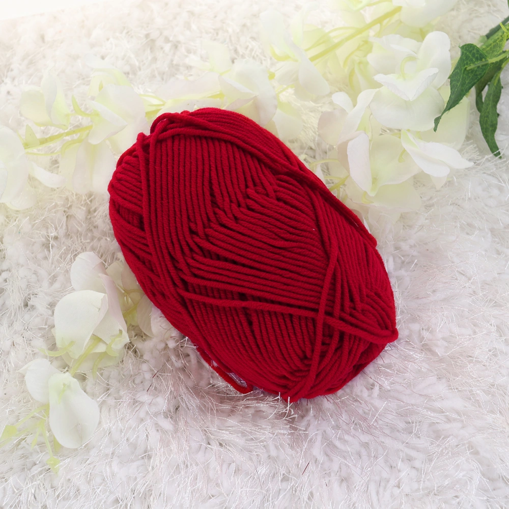 50g Milk Cotton Yarn Cotton Chunky Hand-woven Crochet Knitting Wool Yarn Warm Yarn for Sweaters Hats Scarves DIY (Red)