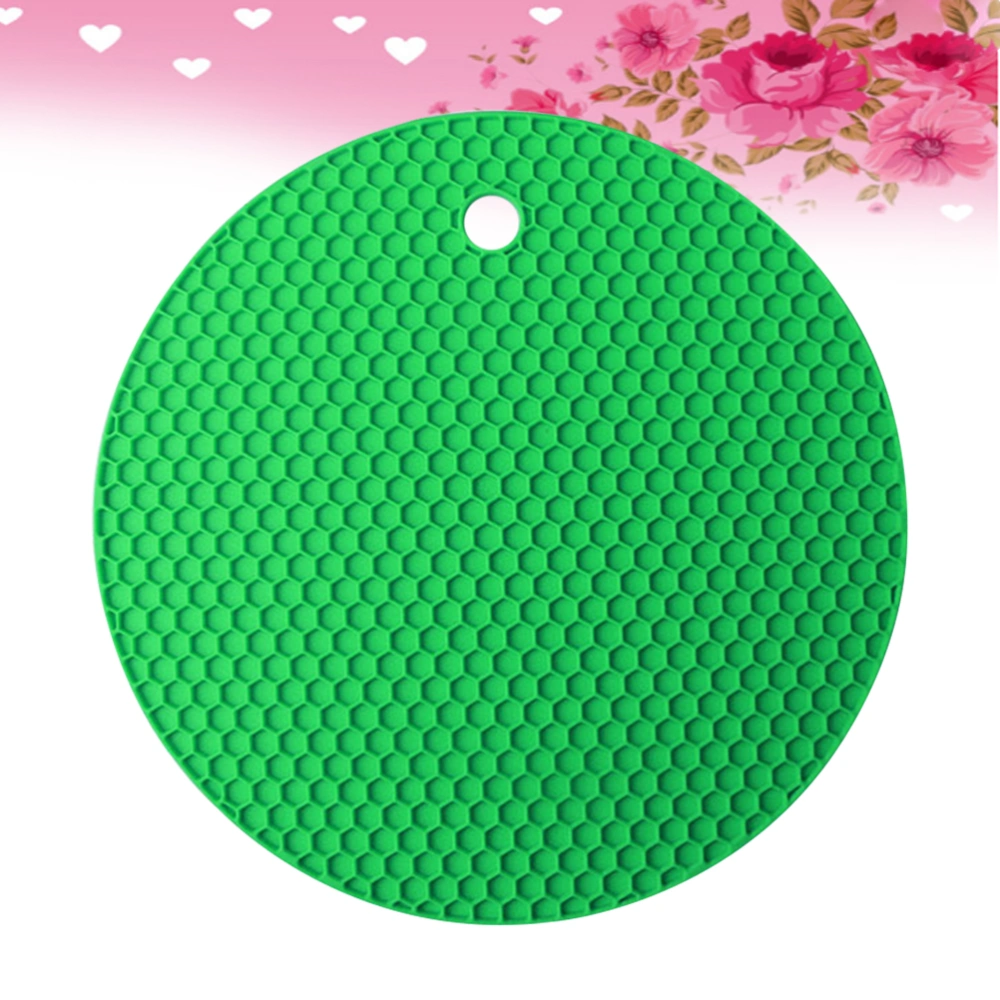 Silicone Insulation Mat Honeycomb Pot Holder Non-slip Heat-resistant Place Mat for Pot Pan Bowl Cup(Green)