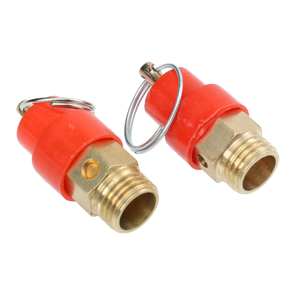 2Pcs Air Compressor Safety Valves 1/4" NPT External Thread Safety Relief Valves