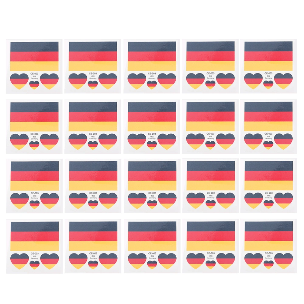 20pcs National Flag Disposable Stickers Waterproof Face Hand Body DIY Art Stickers Temporary Decals (Germany)