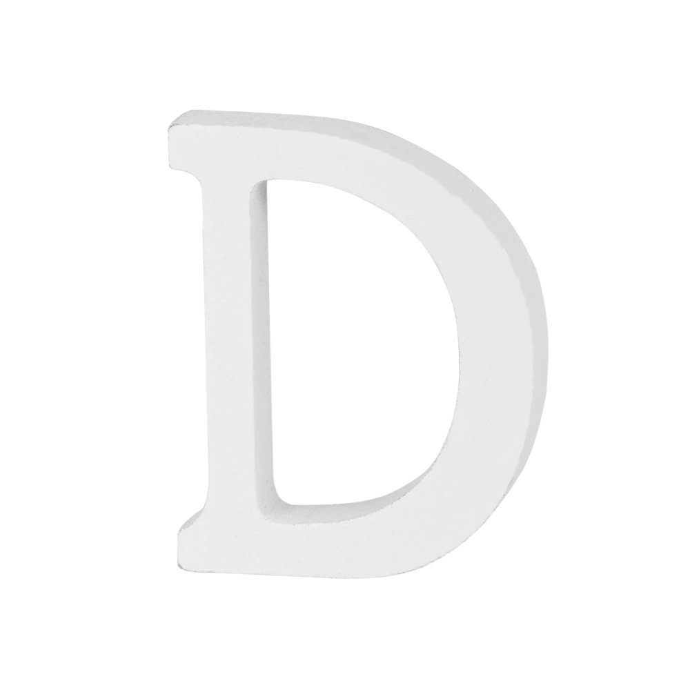 Wood Letter D Decor Simple DIY Alphabet Letter for Wedding Party Birthday Home Store (White, 8cm)