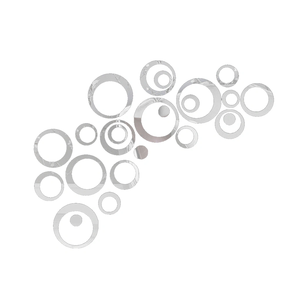 Circle Mirror DIY Wall Sticker Wall Decoration Circles Mirror Design Wall Sticker Removable Decal DIY Acrylic 3D Home Decal(Silver)