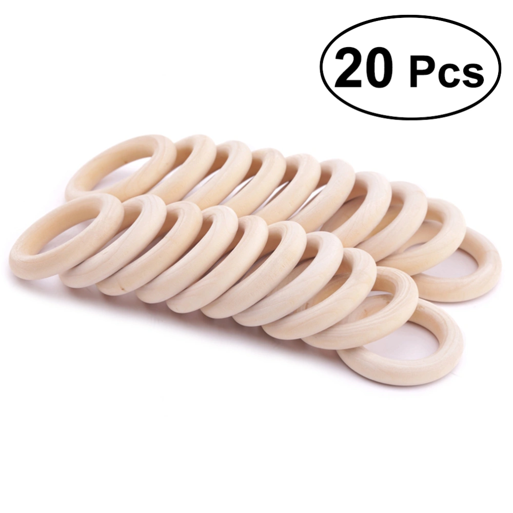 20pcs/set DIY Jewelry Making Natural Wood Rings Wooden Teething Ring Outer Diameter 2.5cm