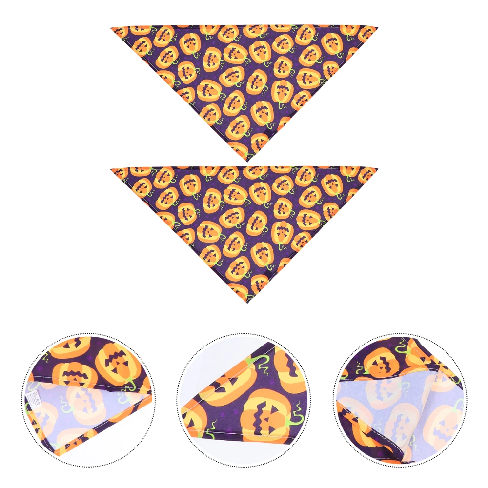 2Pcs Halloween Dog Cat Bandanas Triangle Pet Scarves Halloween Pet Cosplay Props