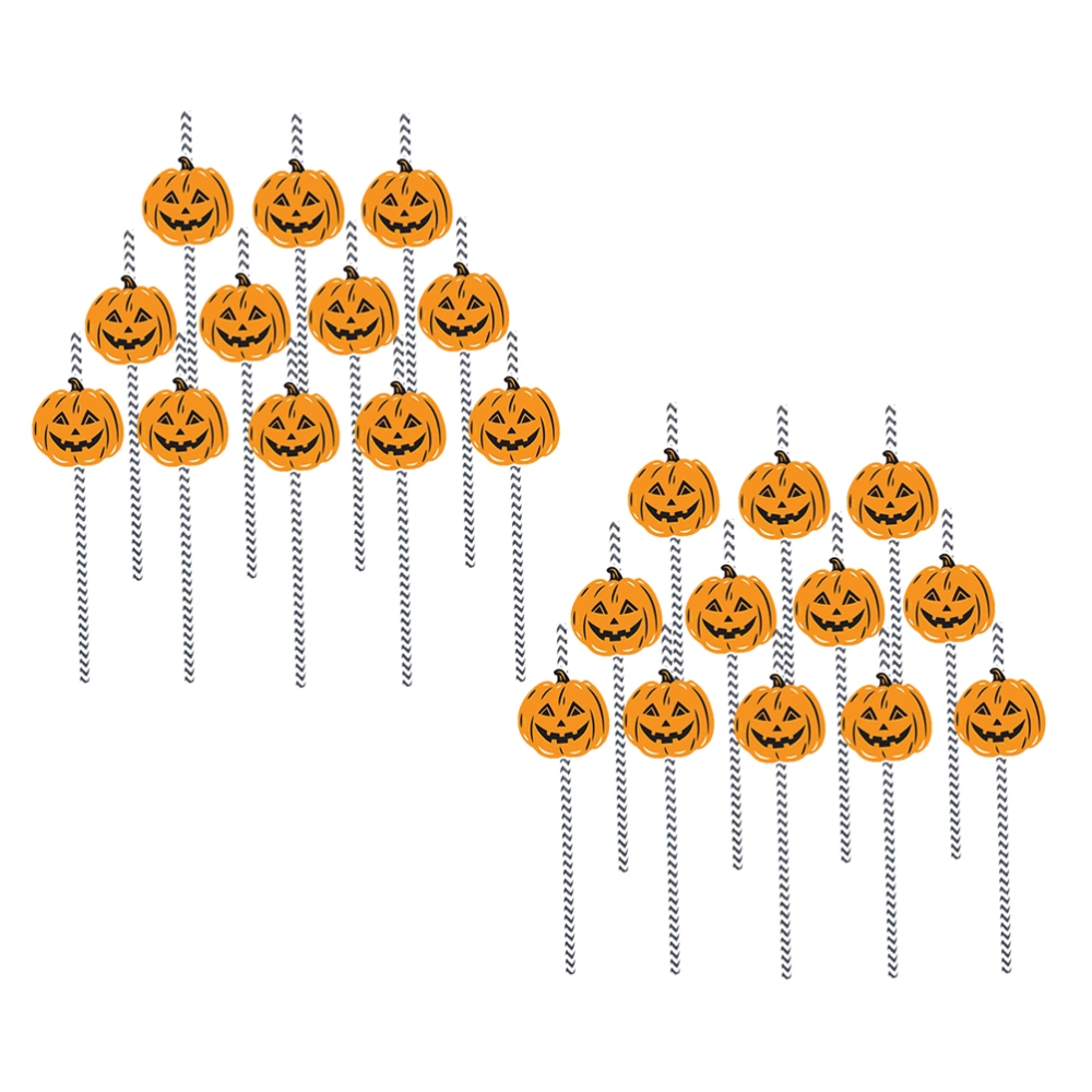 24 Pcs Halloween Party Straws Novelty Pumpkin Themed Drinking Straws Halloween Party Paper Straws Ghost Festival Party Supplies