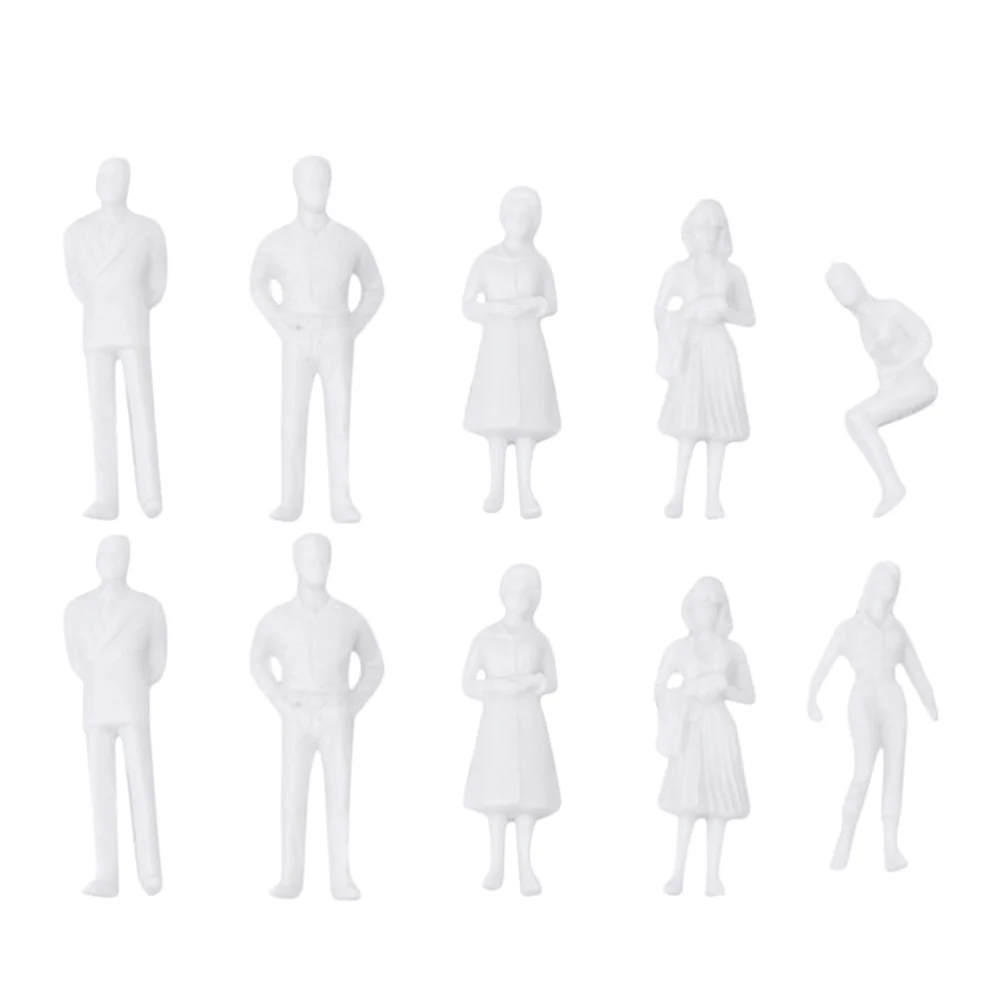 10pcs Mini White People Figures Lifelike Models DIY Sandbox Decoration Little Man Ornament for Miniature Landscape Doll House (1: 50 36mm)