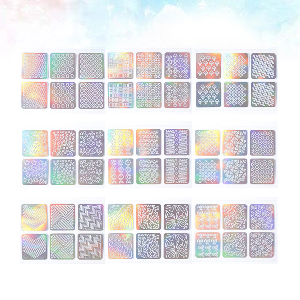 48 Sheets Square Nail Stencil Stickers Hollow 3D Manicure Decor Nail Art Decals for Women Girls
