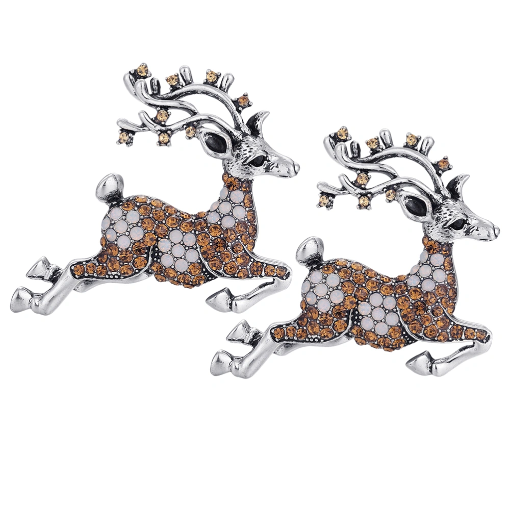 2pcs Fashion Christmas Deer Brooch Christmas Party Decorative Brooch Delicate Women Breastpin Pin for Women Lady Girl Wearing (AL578-A)