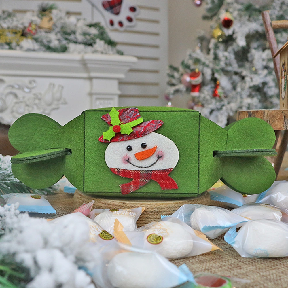 Folding Candy Gift Wrap Creative Non-woven Bag Souvenir Bag Christmas Ornaments Favors Snowman Style