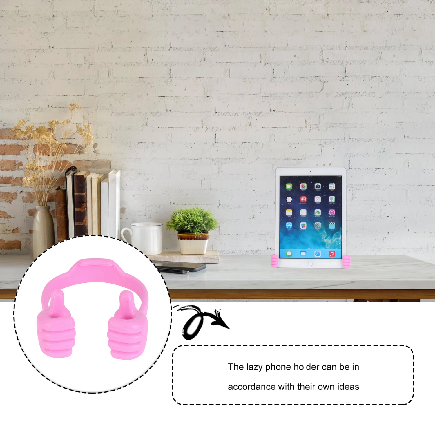 Creative Design Universal Lazy Phone Holder Stand on Table Smart Multiple Functions Mobile Phone Mount Stand Lazy Bracket (Pink)
