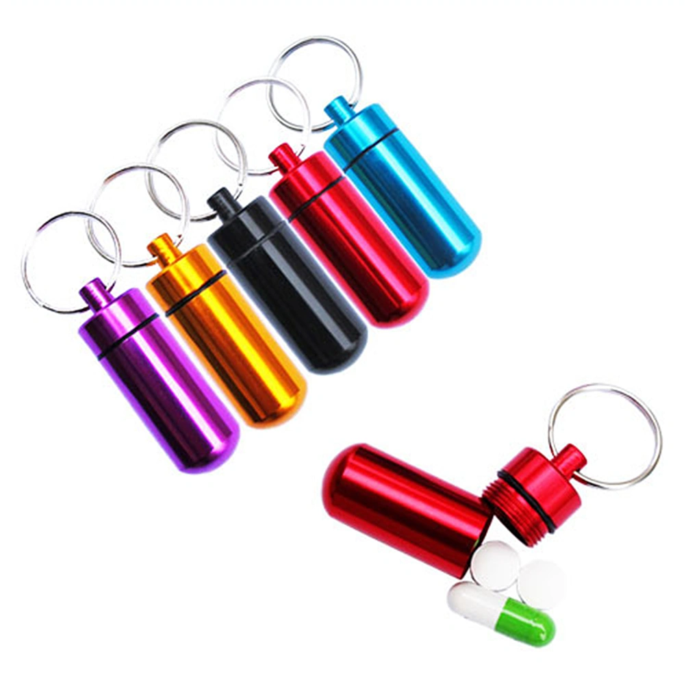 6pcs Aluminum Alloy Pill Container Waterproof Gadget Holder Portable Medicine Pill Container Pill Case Organizer Storage Box(Random Color)