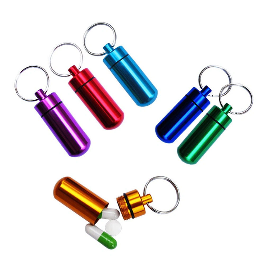 6pcs Aluminum Alloy Pill Container Waterproof Gadget Holder Portable Medicine Pill Container Pill Case Organizer Storage Box(Random Color)