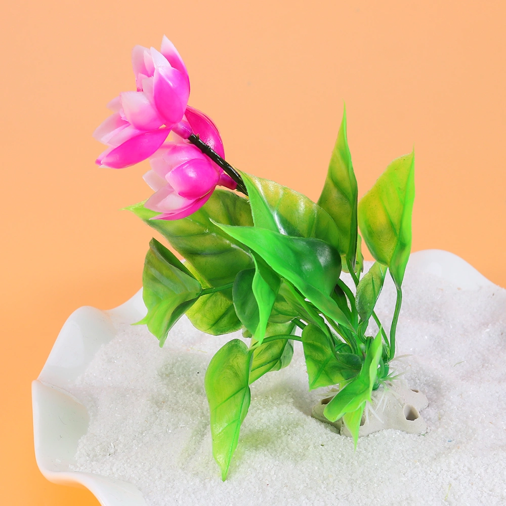 1pc Artificial Aquatic Lotus Flower Water Grass Aquarium Plants Plastic Fish Tank Decorations Vivid Simulation Plant for Fish Tank Decor (White Purple)