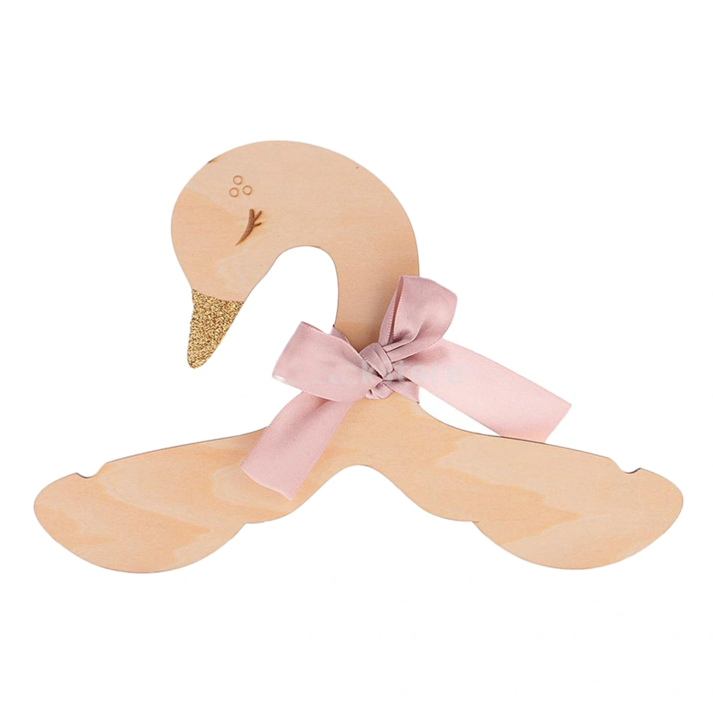 Swan Shaped Baby Hangers Wood Hangers Kids Home Hangers Clothes Hanging Racks (Random Ribbon Color Pattern)