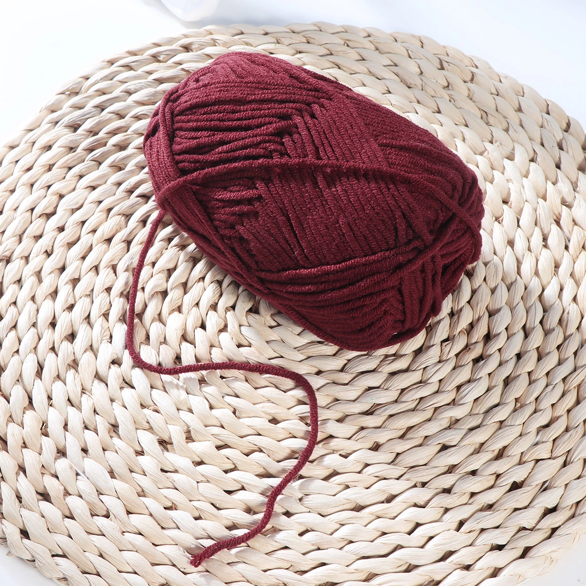 50g Milk Cotton Yarn Cotton Chunky Hand-woven Crochet Knitting Wool Yarn Warm Yarn for Sweaters Hats Scarves DIY (Red Wine)