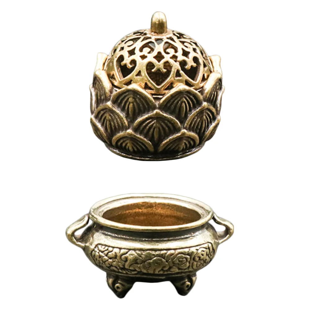 2Pcs Incense Censers Incense Holders Brass Retro Incense Censers (Yellow)