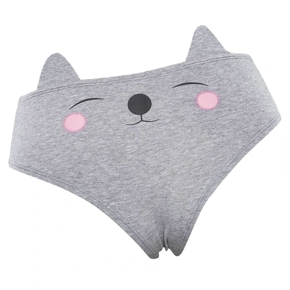 Women Sexy Lingerie Briefs Underwear Panties Thongs Knickers Cat Ear Printing Sexy Women Panties - Size L (Grey)