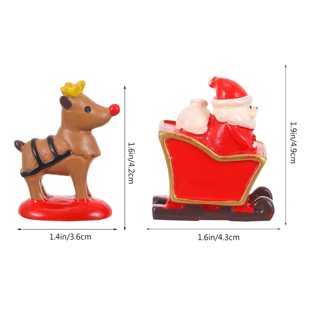 2pcs Christmas Adornment Decorative Santa Claus Xmas Elk Resin Ornaments