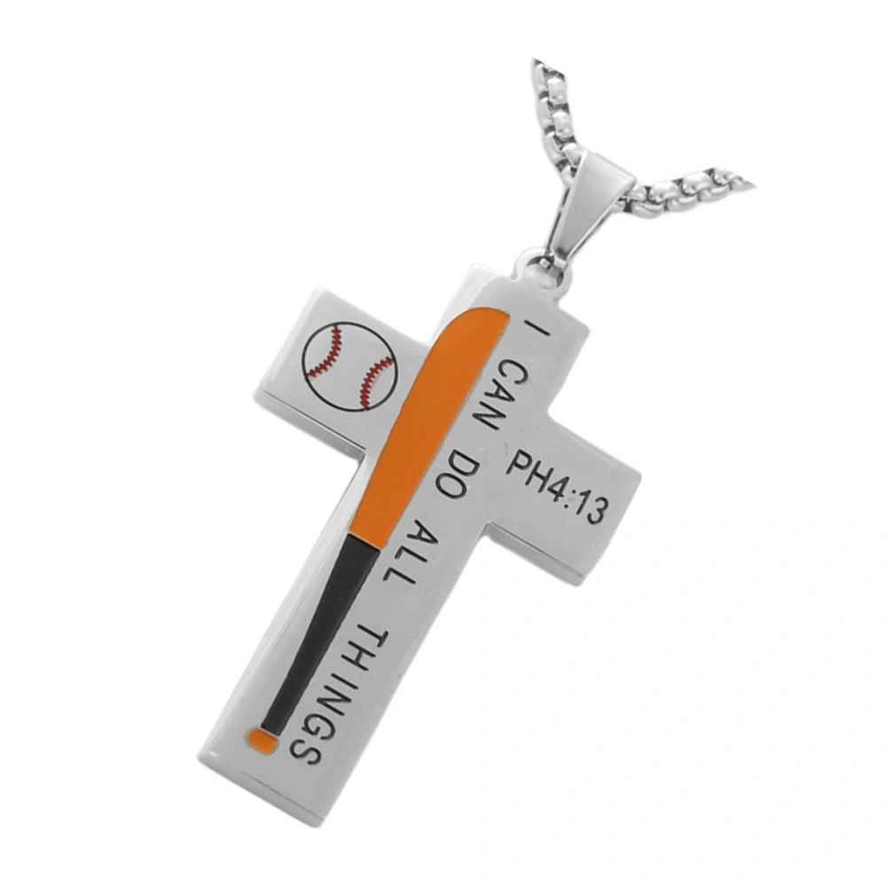 Baseball Cross Necklace Fashion Pendant Necklace Punk Neck Chain for Men