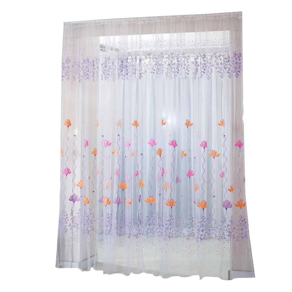 Lotus Sheer Curtain Tulle Window Treatment Voile Drape Valance Panel Fabric (Purple)