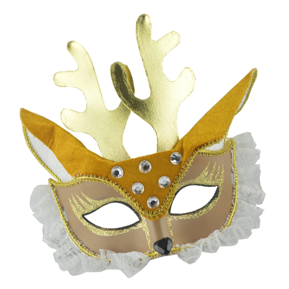 Halloween Decoration Use Lace Deer Shape Mask Masquerade Animal Mask