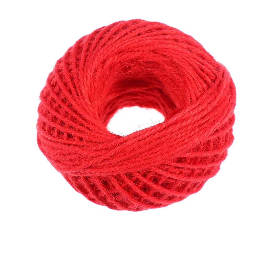 1 Roll 2mm x 50m Colored Hemp Rope Household Paper Rope Creative DIY Braided Rope Tag Rope Gift Decor (Red)