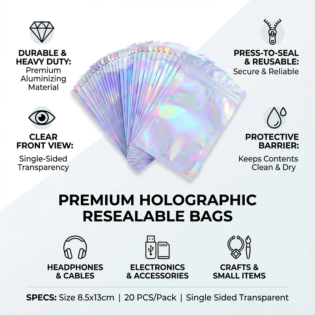 20pcs 8.5x13cm Aluminizing Bags Single Sided Transparent Headphone Storage Bag Sealing Bag