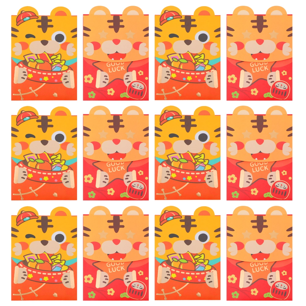 12PCS Tiger New Year Red Envelope Chinese Style Gift Cash Bag Money Packet