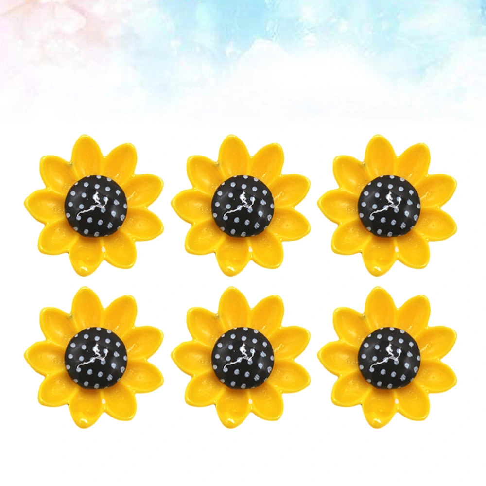 10pcs Sunflower Colored Drawing Resin Magnetic Refrigerator Stickerfor Home Office (Yellow + Black Large Size)