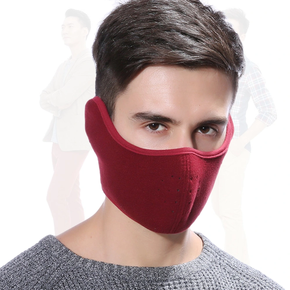 Stereoscopic Windproof Dust Ski Mask Cold Weather Winter Motorcycle Half Face mouth Warmer Fleece Mask Polyester Fleece Mask for Women Men Youth Snowboard Cycling(Wine Red)