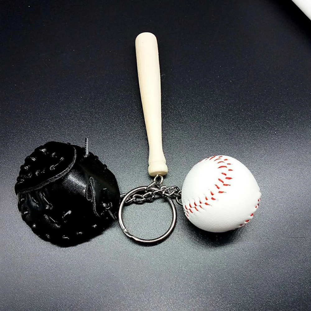 2pcs Keychain Simulated Baseball Bat Pendant Decorative Key Chain Bag Purse Pendant (Black)